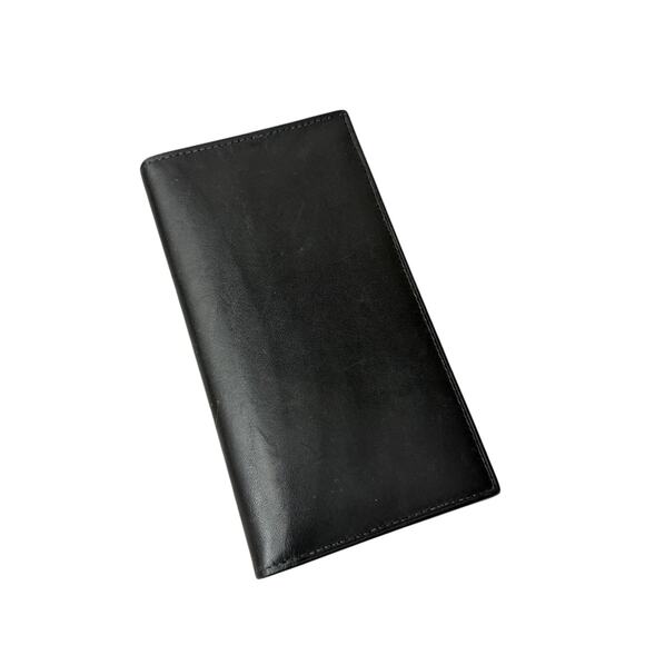 Bosca Checkbook Wallet Black Leather Bi Fold Full Grain Leather USA - Picture 2 of 10